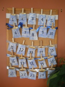 Our Crafting advent Calendar! Each day has a picture or item for that day's craft.